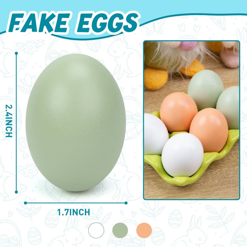 SallyFashion SallyFashion 7 Pcs Wooden Fake Eggs, 3 Colors Wood Eggs for Crafts Fake Chicken Eggs Nesting Eggs Home Decor  - Image 2