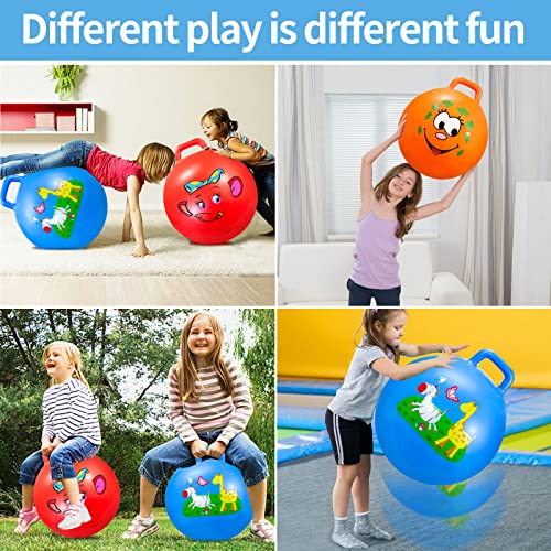 Ynanimery Bouncy Balls with Handle for Kids, Ride On Toys Balls for Kids 3 4-8, 3 Pack Hopper Ball 18 Inch Size with Air Pump for Kid Jumping Sports Ride Games Balance Exercise Indoor Outdoor Fun Toy - Image 5