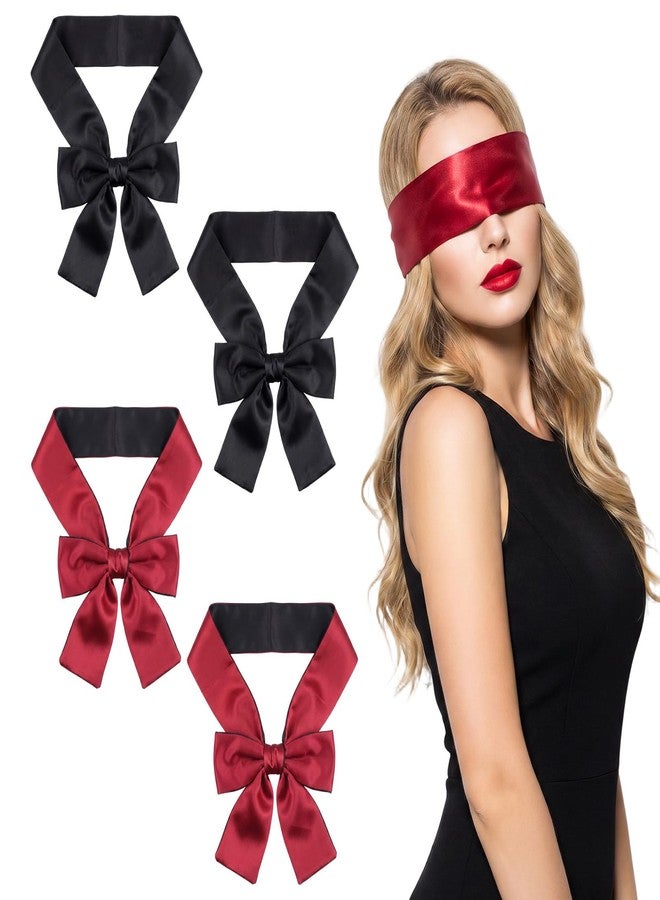 ECNHIVE 4 Pcs Silk Satin Blindfolds for Adult Play, Adjustable Couples Sleep Eye Mask, 51 Inch Blackout Blindfold Scarf, Soft Eye Cover for Women Men Couples Party Game Travel Meditation Valentine Gift - Image 1