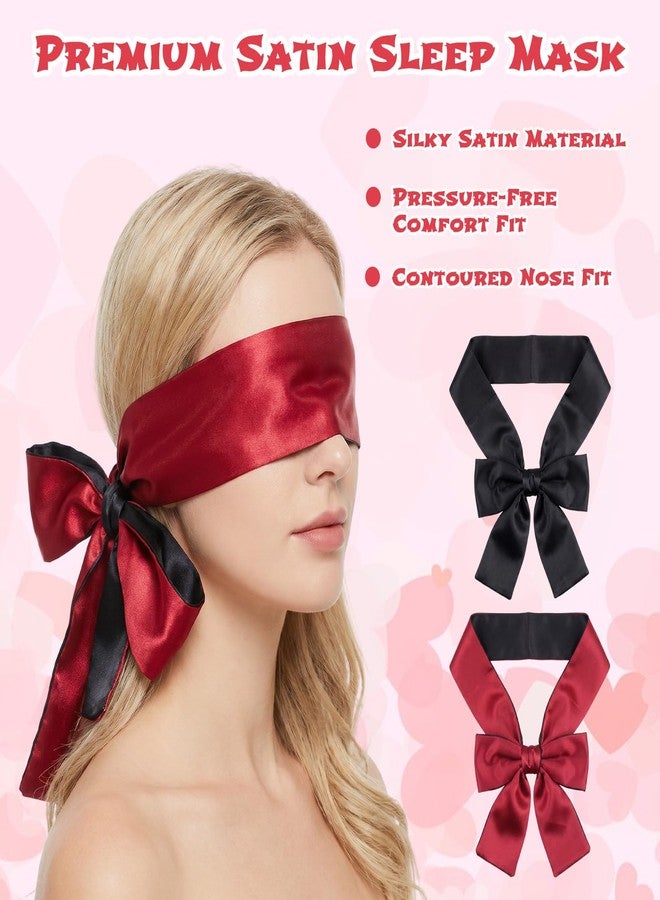 ECNHIVE 4 Pcs Silk Satin Blindfolds for Adult Play, Adjustable Couples Sleep Eye Mask, 51 Inch Blackout Blindfold Scarf, Soft Eye Cover for Women Men Couples Party Game Travel Meditation Valentine Gift - Image 3