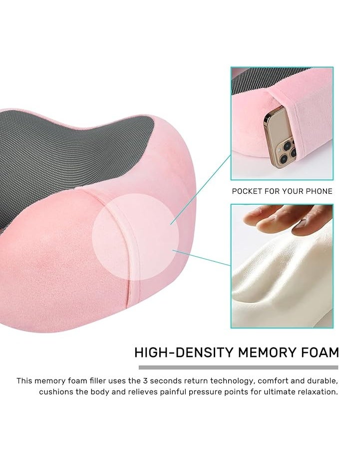 Memory Foam Travel Neck Pillow Set, Soft Ergonomic Neck Support for Airplane, Car, Train and Home Use, Comfortable Rest Cushion for Sleeping and Long Travel - Image 4