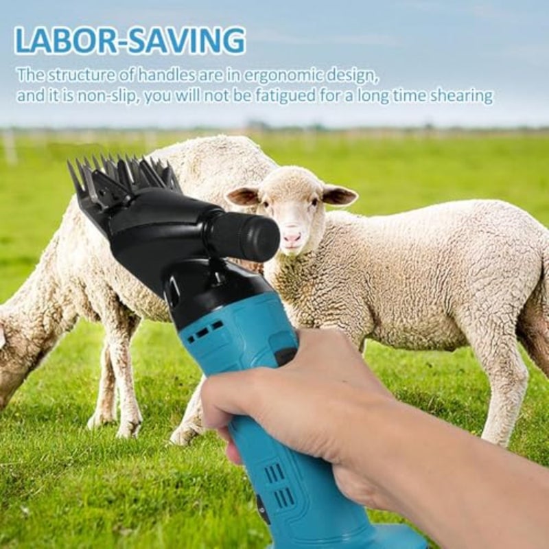 Electric Sheep Shears 500W 2400RPM Professional Shearing Clipper 21V with 6 Speed for Shaving Fur Wool in Sheep Cattle and Other Farm Livestock with Lithium Batteries - Image 5