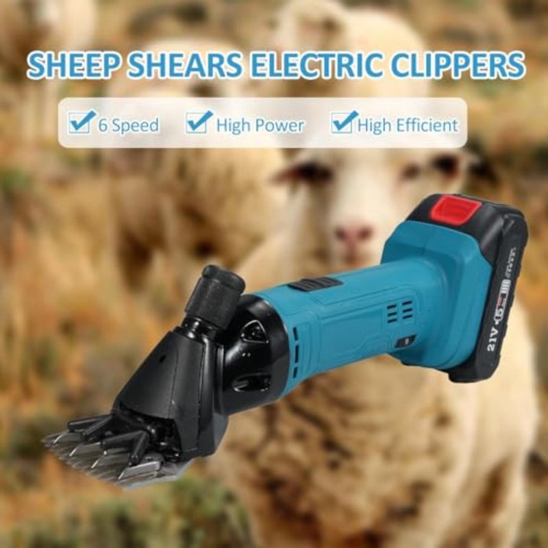 Electric Sheep Shears 500W 2400RPM Professional Shearing Clipper 21V with 6 Speed for Shaving Fur Wool in Sheep Cattle and Other Farm Livestock with Lithium Batteries - Image 3