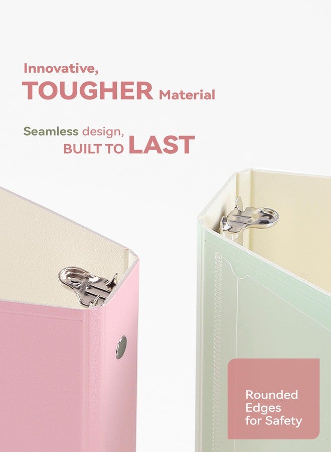 SortRax 1 Inch Binders 3 Ring, 4 Pack Cute Pastel Binders, Built Stronger with Safer Edges, Lightweight, Clear View Cover with Inside Pockets, School Office Supplies - Image 2