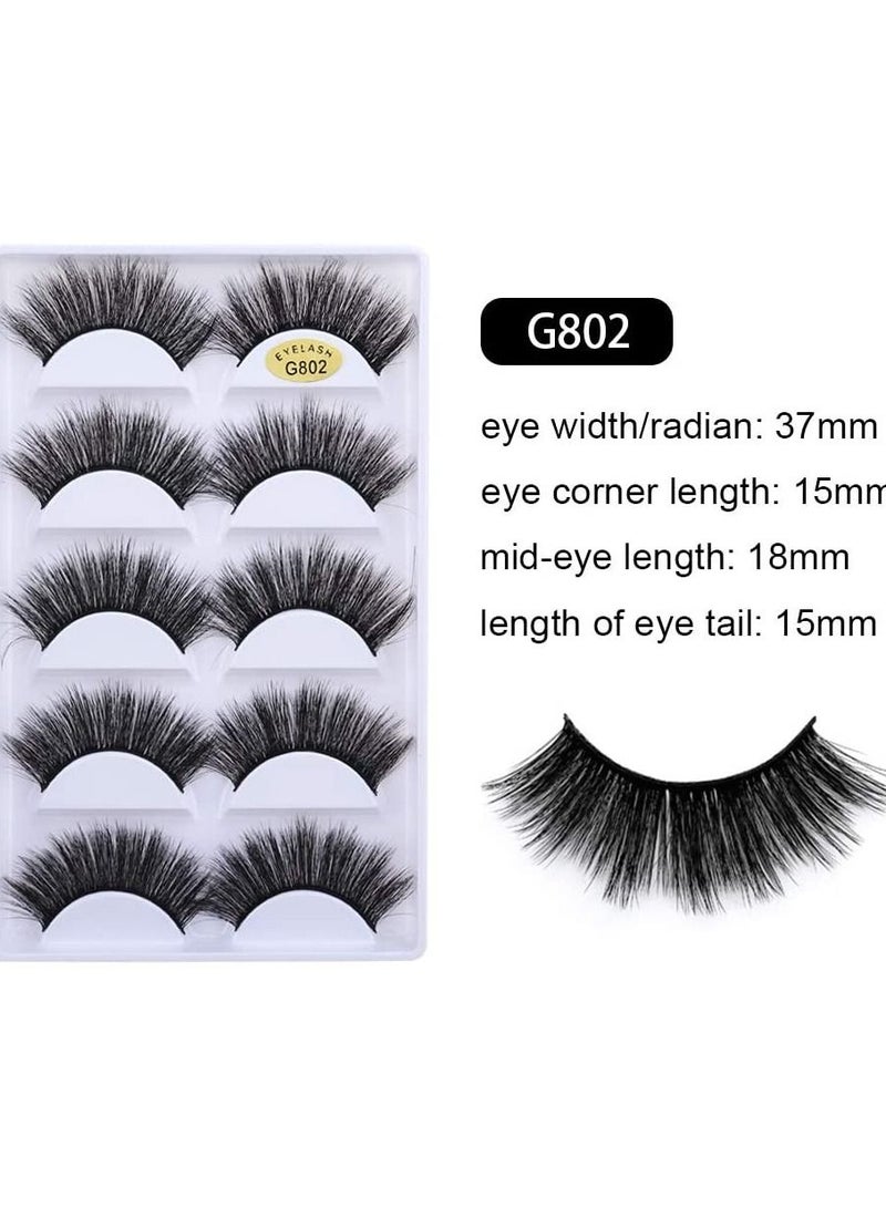ORiTi 5 Pairs Faux 3D Mink Lashes Handmade False Lashes - Image 3