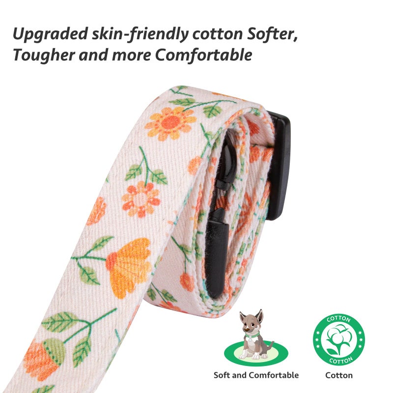 FYEQYAOU Cotton Handmade Dog Collar Cute and Distinctive Patterns Pink Sunflower with Pendant for Girl Boy Dogs Collars S - Image 4