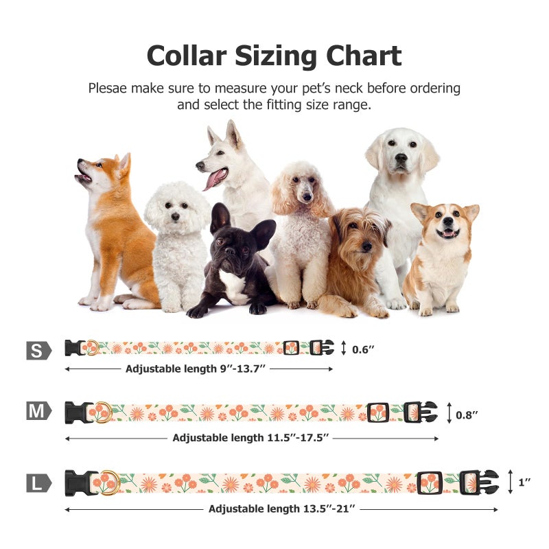 FYEQYAOU Cotton Handmade Dog Collar Cute and Distinctive Patterns Pink Sunflower with Pendant for Girl Boy Dogs Collars S - Image 3