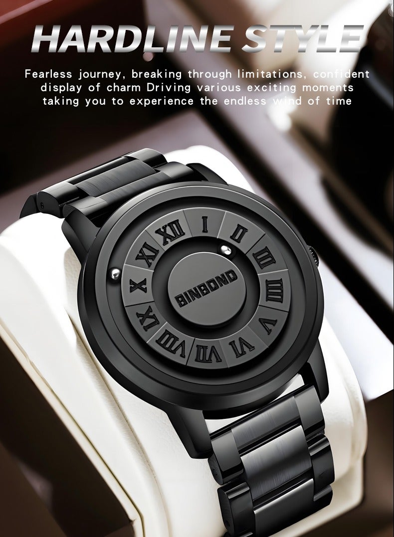 بينبوند BINBOND الأعلى الفاخرة رجالي كوارتز ووتش المغناطيسي تعليق جوفاء الفولاذ المقاوم للصدأ للماء الرجال ووتش - Image 3