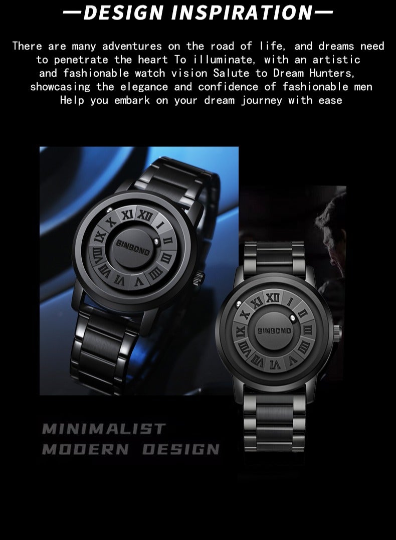 بينبوند BINBOND الأعلى الفاخرة رجالي كوارتز ووتش المغناطيسي تعليق جوفاء الفولاذ المقاوم للصدأ للماء الرجال ووتش - Image 4