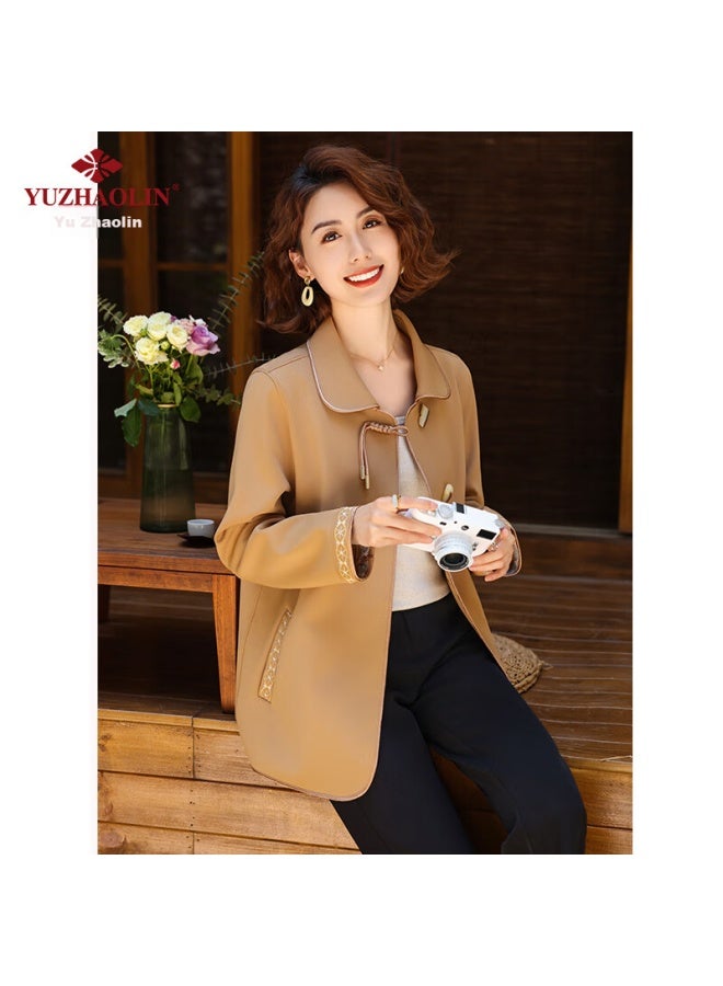 Yuzhaolin Middle-aged And Elderly Women's Elegant Short Coat, Women's Overcoat, Mother's Jacket, Grandmother's Outerwear Y243u2015 - Image 1