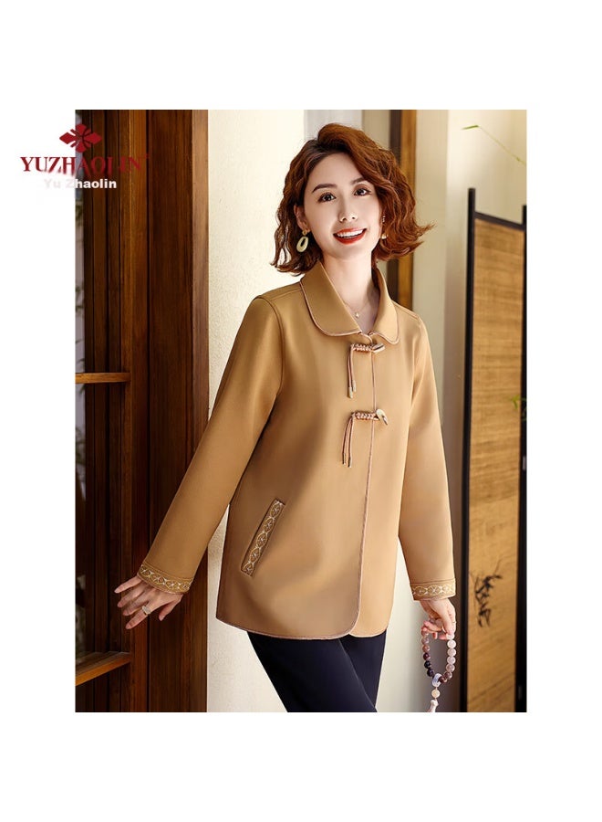 Yuzhaolin Middle-aged And Elderly Women's Elegant Short Coat, Women's Overcoat, Mother's Jacket, Grandmother's Outerwear Y243u2015 - Image 2