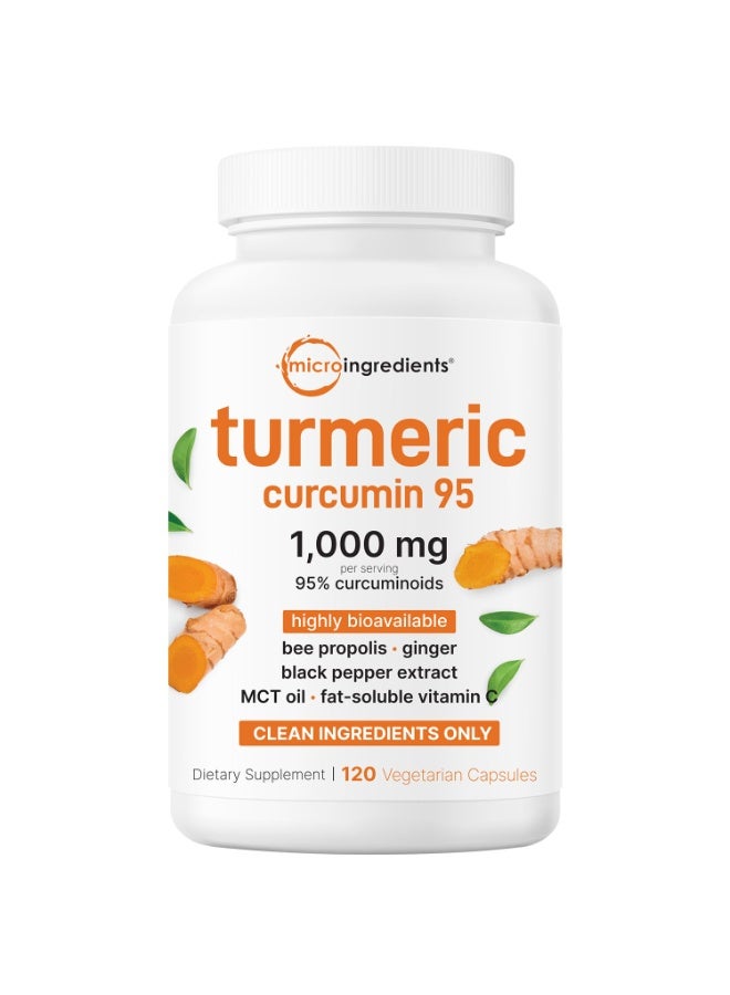 Micro Ingredients Turmeric Curcumin 95 1000mg High Absorption Supplement with Black Pepper Ginger for Joint and Antioxidant Support 120 Capsules - Image 1