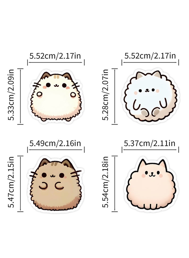 50-Piece Cute Cat and Coffee Stickers Pack Waterproof Animal Vinyl Stickers for Laptop - Image 4