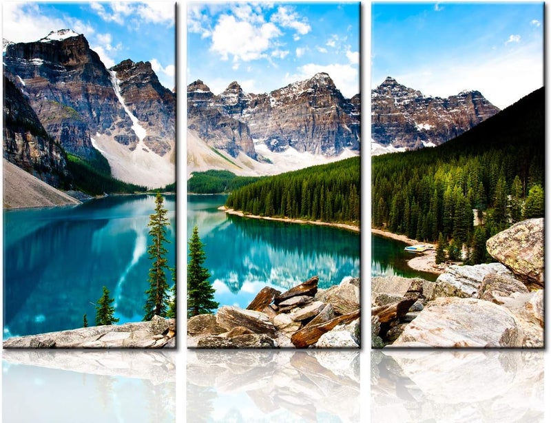 BPA Moraine Lake Wall Art - 3 Panel Canvas - Image 2