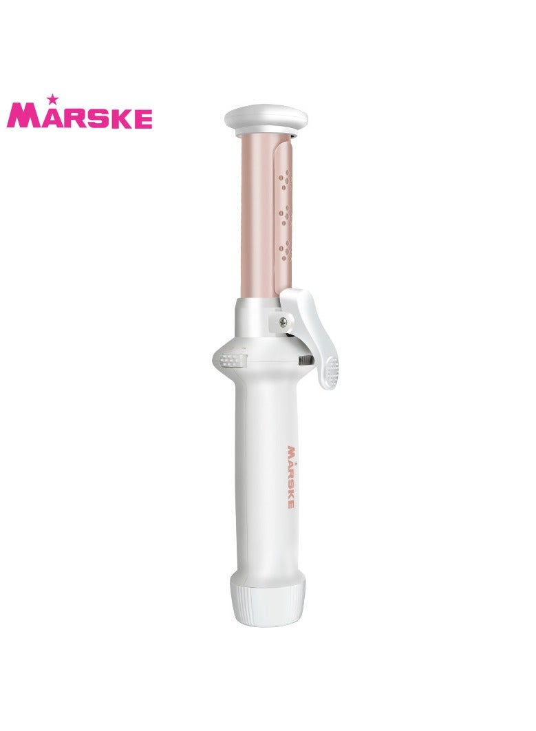 MARSKE مكواة تجعيد الشعر والسيراميك 2 في 1 للسفر المصغرة، قابلة للشحن عبر USB، مثالية للشعر القصير، وردي - Image 1