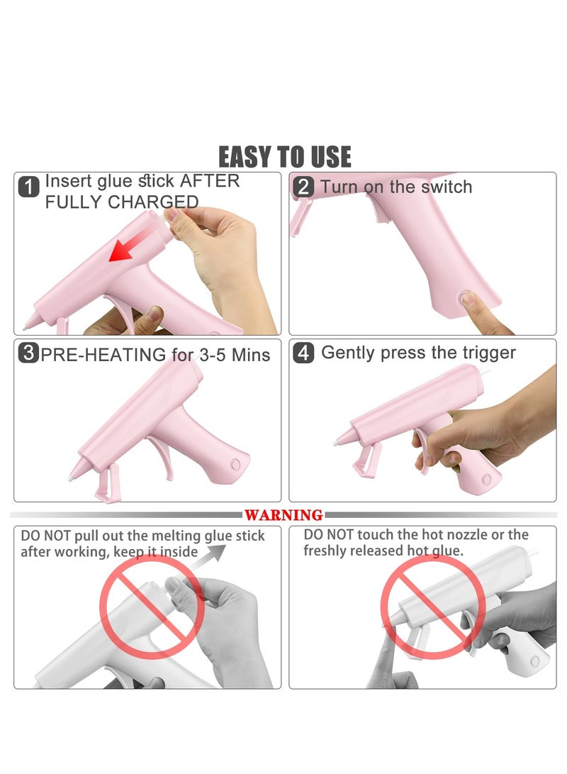 Glue Gun, Hot Glue Gun Kit Cordless & Rechargeable with 30PCS Glue Sticks, Glue Gun and Sticks Set 10 Mins Smart Power-Off Mini Glue Gun for Crafts School DIY Projects Quick Repairs, Pink - Image 5
