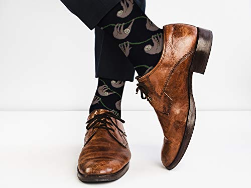 Real Sic Fun Socks for Men and Women - Cozy Cotton Dress Socks with Colorful Designs - Casual, Exotic Zoo Animal Patterned (Sloth) - Image 3