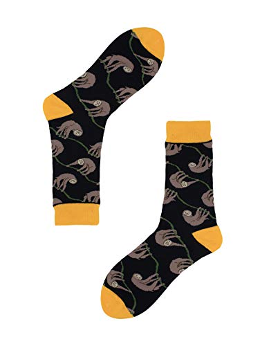 Real Sic Fun Socks for Men and Women - Cozy Cotton Dress Socks with Colorful Designs - Casual, Exotic Zoo Animal Patterned (Sloth) - Image 5
