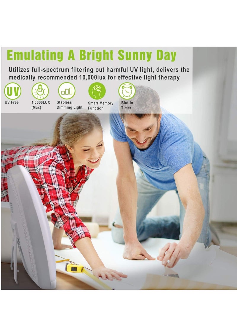 SYOSI - Light Therapy Lamp - 10000 Lux Light, 4 Timer & Mode Happy Lamp, White/Natural/Warm Lighting, 5 Adjustable Brightness Levels, Memory Function for a Life - Image 1