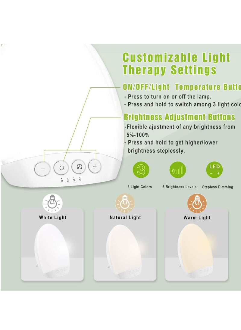 SYOSI - Light Therapy Lamp - 10000 Lux Light, 4 Timer & Mode Happy Lamp, White/Natural/Warm Lighting, 5 Adjustable Brightness Levels, Memory Function for a Life - Image 1