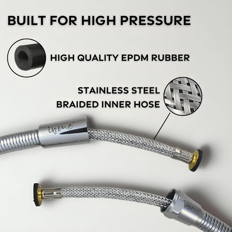 Inme 304 Grade Stainless Steel Shower Hose Flexible Pipe for Health FaucetJet Spray Handshower hoses with Stainless Steel Braided for High Pressure 15 Meter - Image 4