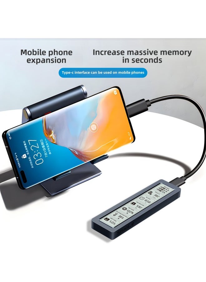 ShuoLe Intelligent Digital Display Hard Disk Box M2 With Display Screen NVME Protocol Solid State External Shell Large Screen-Color:Sl-tp26-p-screen Display Nvme Protocol Hard Drive Box With A-c+c--c10g Data Cable---english Packaging