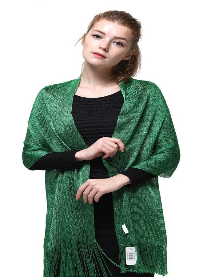 بلام فيزرز شال أخضر لامع بنقشة ريش البرقوق، مثالي لفساتين السهرة والحفلات - Image 1