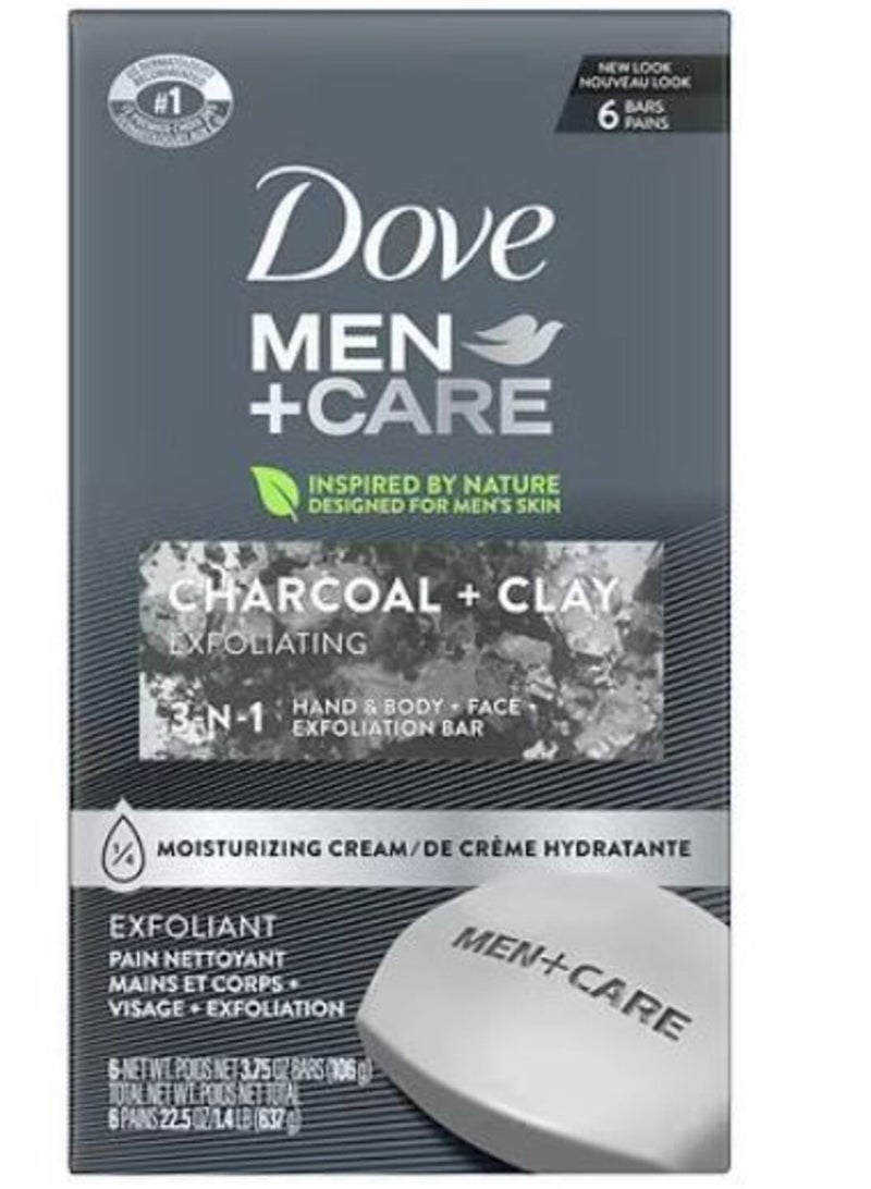 دوف صابونة العناية بالرجال بالفحم والطين 3 في 1 لليدين والجسم والوجه والحلاقة 106 جم 6 قطع - Image 1