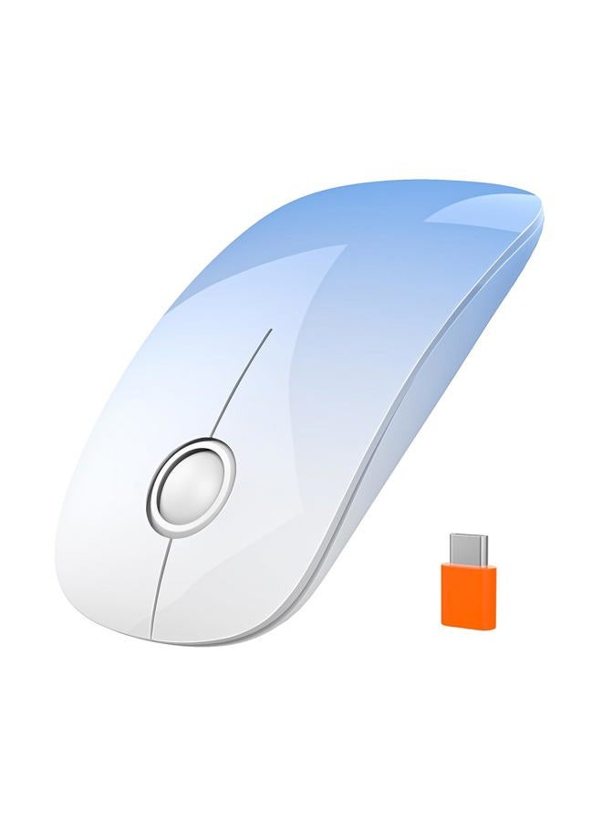 RAPIQUE USB C Wireless Mouse for Type-C Devices, Sky Blue Gradient Slim Mouse, Silent Click, 800/1200/1600 DPI, AA Battery Powered, Portable 2.4GHz Wireless Mouse for MacBook, iPad Pro, Laptop - Image 1