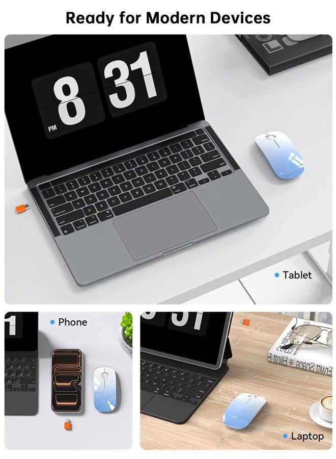 RAPIQUE USB C Wireless Mouse for Type-C Devices, Sky Blue Gradient Slim Mouse, Silent Click, 800/1200/1600 DPI, AA Battery Powered, Portable 2.4GHz Wireless Mouse for MacBook, iPad Pro, Laptop - Image 4