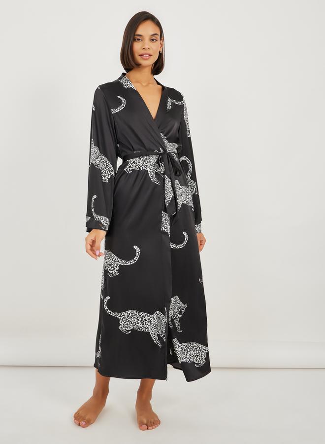 Styli Satin Jaguar Print Robe  - Image 1