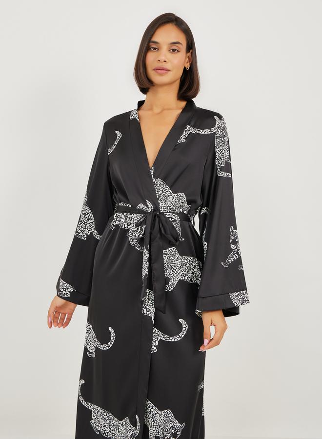 Styli Satin Jaguar Print Robe  - Image 2