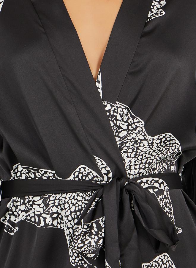 Styli Satin Jaguar Print Robe  - Image 3