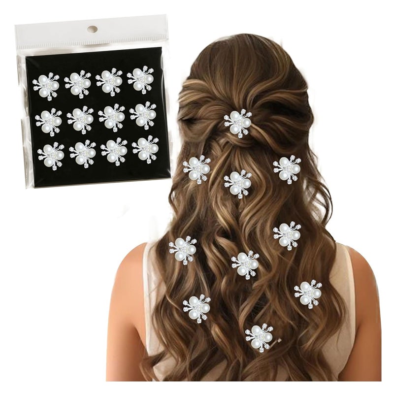 INFRAME Hair Clip (Pack Of 12 Pieces) Stick On Hair Clip/Pin Accessories for hair decoration. Stylish Hair Accessories for Women & Girls | Gold Finish Bridal & Party Hair Clips (D-1 (Silver)) - Image 1
