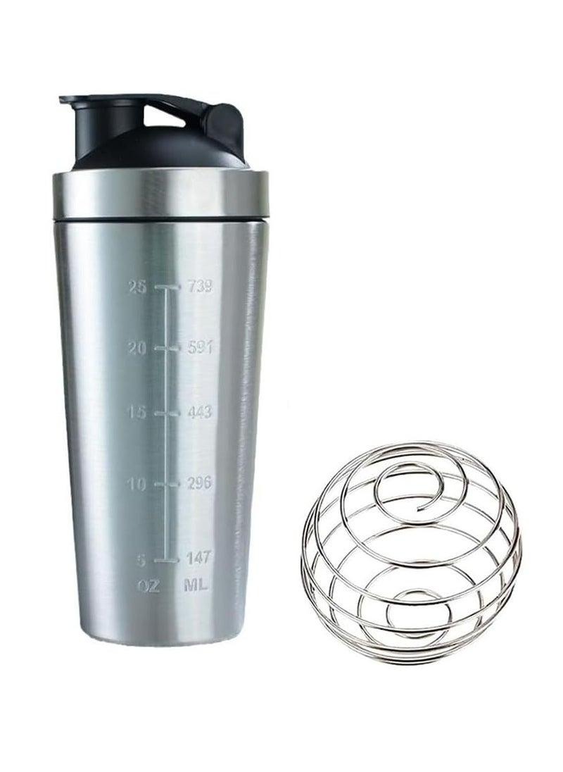 Oasisgalore Stainless Steel Protein Shaker Bottle with Blender for Gym Workouts，Leak Proof Design(750ml)  - Image 1