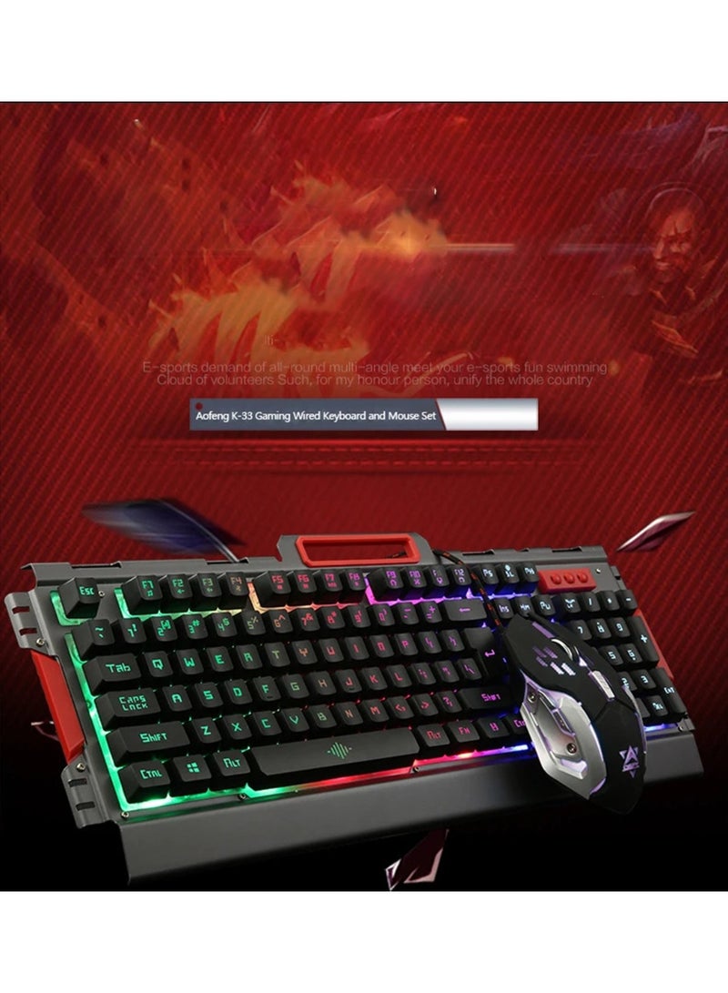 K33 wired backlit keyboard and mouse set metal panel CL LOL luminous gaming keyboard 19 keys mouse gamer - Image 3