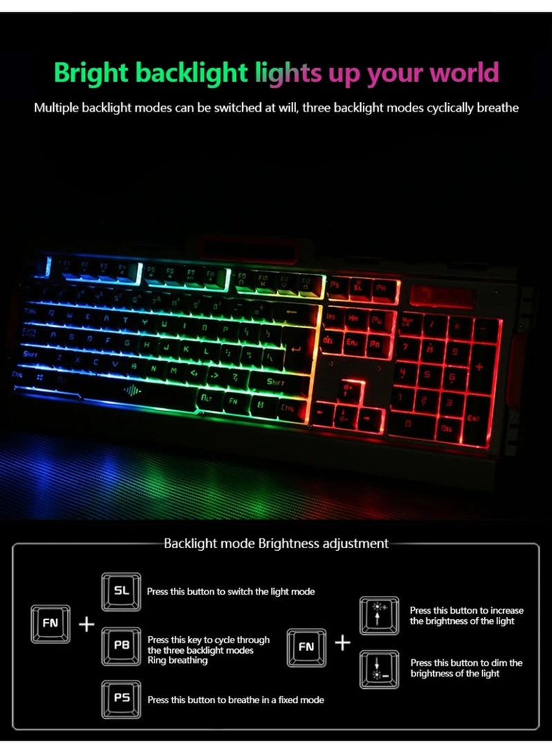 K33 wired backlit keyboard and mouse set metal panel CL LOL luminous gaming keyboard 19 keys mouse gamer - Image 2