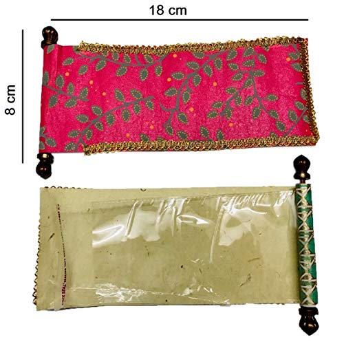 Moira Handmade Paper Scroll Evelopes Multicolor 10 pcs 18 X 8cms for Shagun, Sagun, Gifting - Image 3