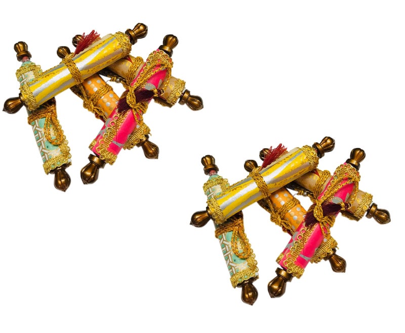Moira Handmade Paper Scroll Evelopes Multicolor 10 pcs 18 X 8cms for Shagun, Sagun, Gifting - Image 1