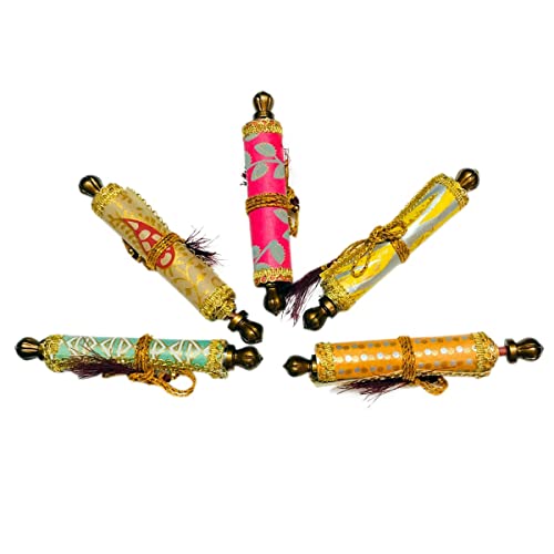 Moira Handmade Paper Scroll Evelopes Multicolor 10 pcs 18 X 8cms for Shagun, Sagun, Gifting - Image 2