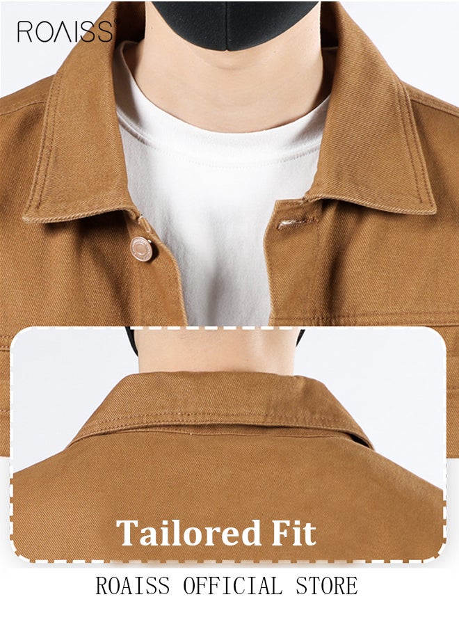 roaiss Men's Denim Jacket Autumn Winter Jeans Jackets Hip Hop Male Streetwear Varsity Coat  - Image 5
