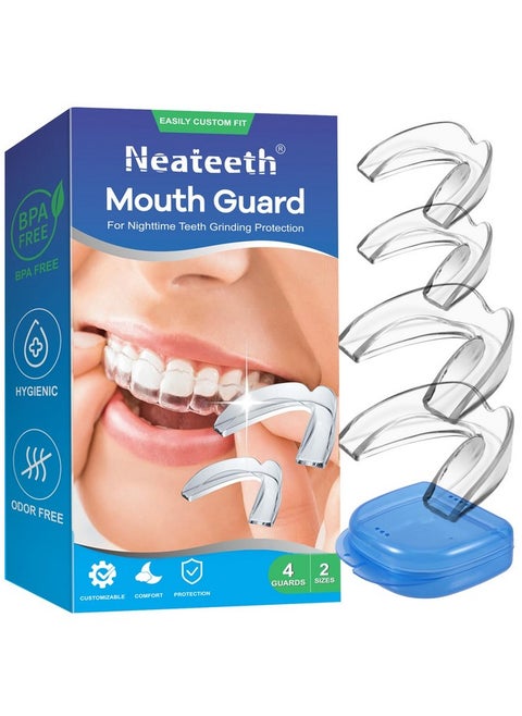 Mouth Guard For Clenching Teeth At Night, Upgraded Night Guards For Teeth Grinding, Pack Of 8 Moldable Mouth Guard Stops Bruxism And Teeth Clenching 2 Sizes With Two Travel Cases