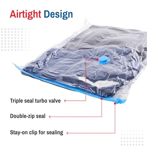 Spacesaver 2 Pack Jumbo Vacuum Storage Bags for Blankets & Clothes – Jumbo Vacuum Sealed Compression Bags with Hand Pump – Space Saver Storage Bags for Bedding, Moving, Travel & Organization - Image 5