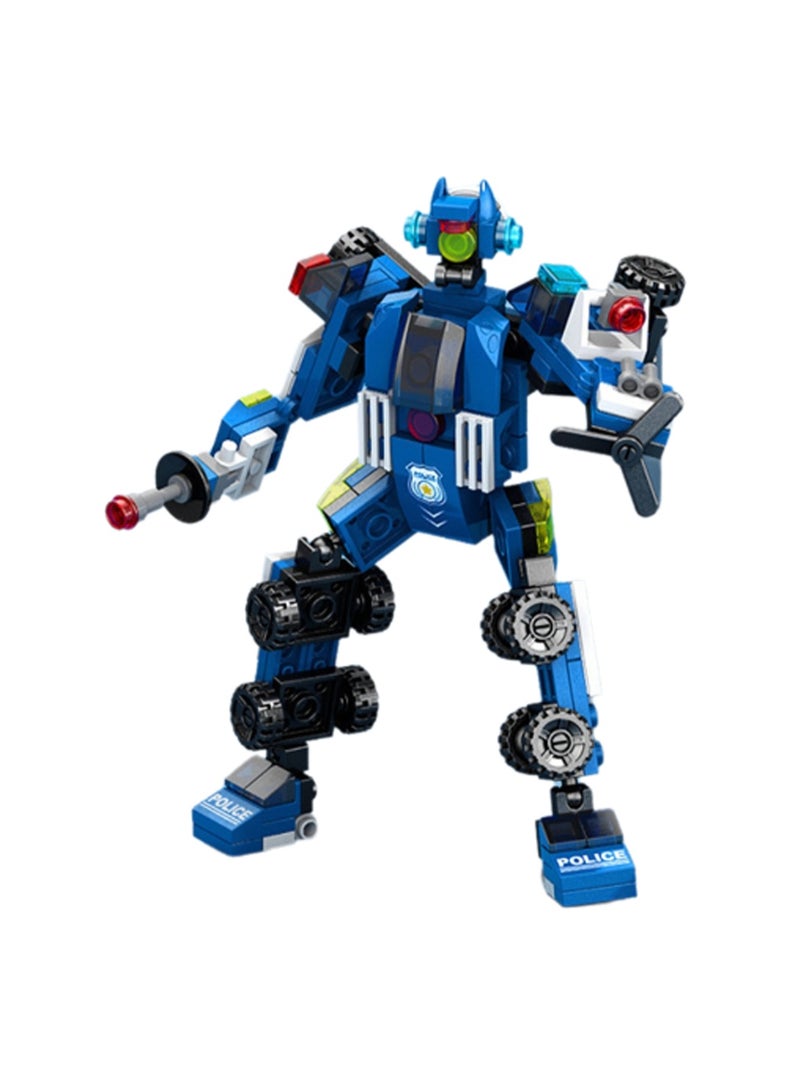 Mini 6-In-1 Blue Mecha 135 Particle Assembly Set Toy, Building Block Assembly Game, Best Learning And Role-Playing, Suitable As A Gift For Boys And Girls Over 6 Years Old - Image 1