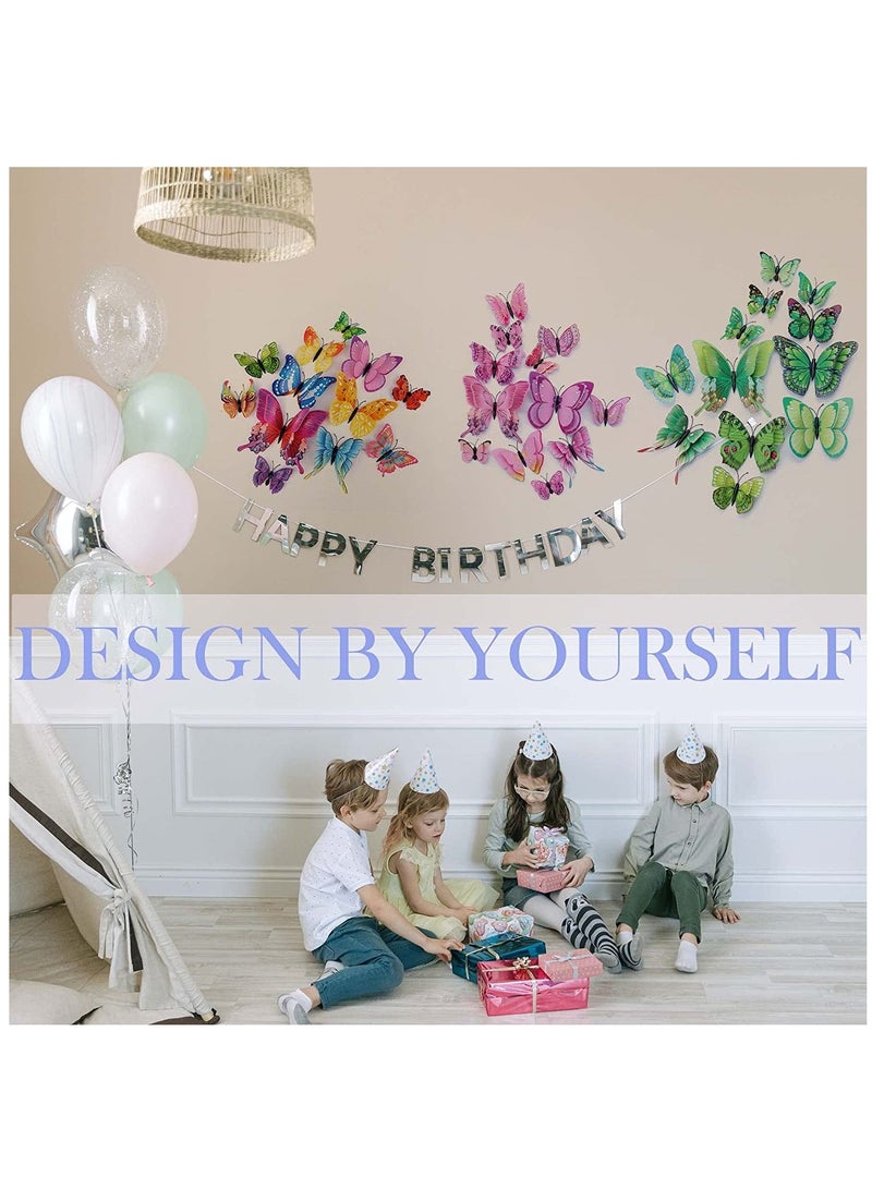 SYOSI Butterfly Wall Sticker, Magnetic 3D Butterfly Mural Decal, Removable Decorative Wall Sticker for Kids Room Bedroom Living Room Office Party Decoration 24 pcs, Green - Image 5