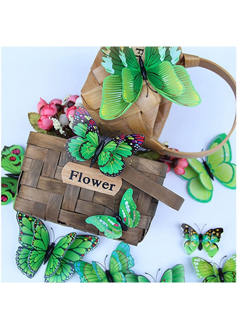 SYOSI Butterfly Wall Sticker, Magnetic 3D Butterfly Mural Decal, Removable Decorative Wall Sticker for Kids Room Bedroom Living Room Office Party Decoration 24 pcs, Green - Image 2