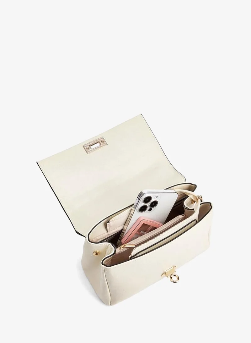 Paprika Beige Solid Satchel Bag With Detachable Strap for Women | Best Price UAE