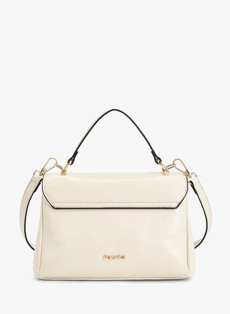 Paprika Beige Solid Satchel Bag With Detachable Strap for Women | Best Price UAE