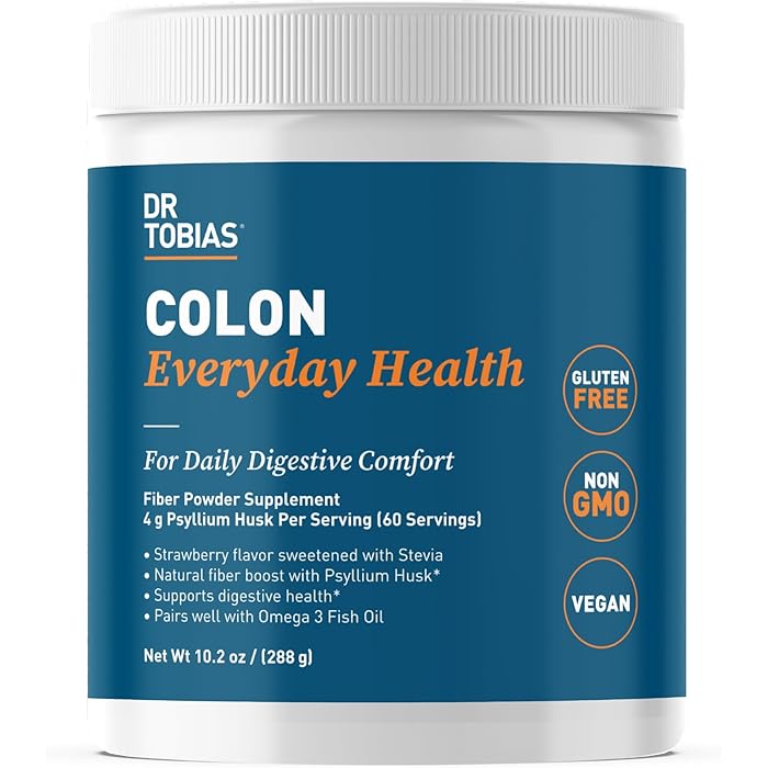 Dr. Tobias Colon Everyday Health - Gut Health for Women & Men - Psyllium Fiber Powder Drink with 4g Psyllium Husk Powder per Serving, Vegan, Gluten Free, Non-GMO, Strawberry Flavor, 60 Servings - Image 1
