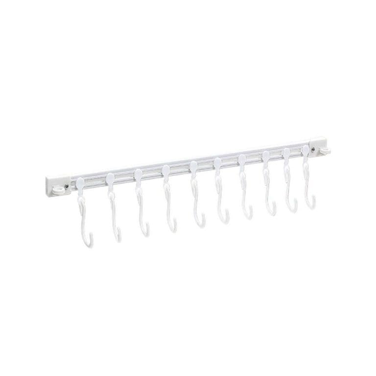 Ameedarshan Multifunctional Slide Rail Hook Adhesive Wall Hooks Rack Kitchen Rail Space Saving Utensil Rack with 10 Hooks No Drilling Hanger for Bathroom Kitchen Bedroom Office - Image 1